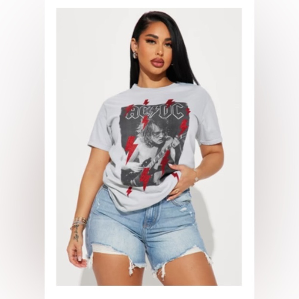 ACDC Lightning Red Glitter Tee -
Grey/combo
2X